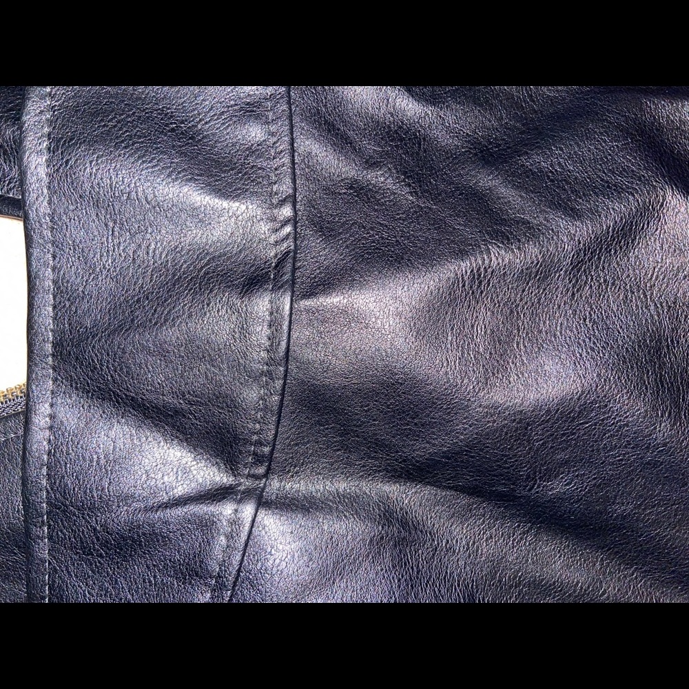 Shein Zip Up Lapel Collar Crop PU Moto Jacket - Picture 4 of 5